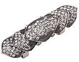 Angel Jewelry Women's Crystal Double Full Finger Armor Knuckle Ring Adjustable