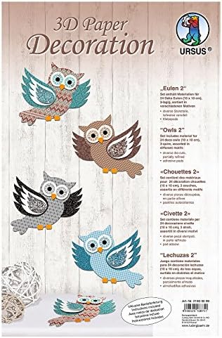 Ursus, 3D paper decoration, 21820099, Eulen, Blau/Beige
