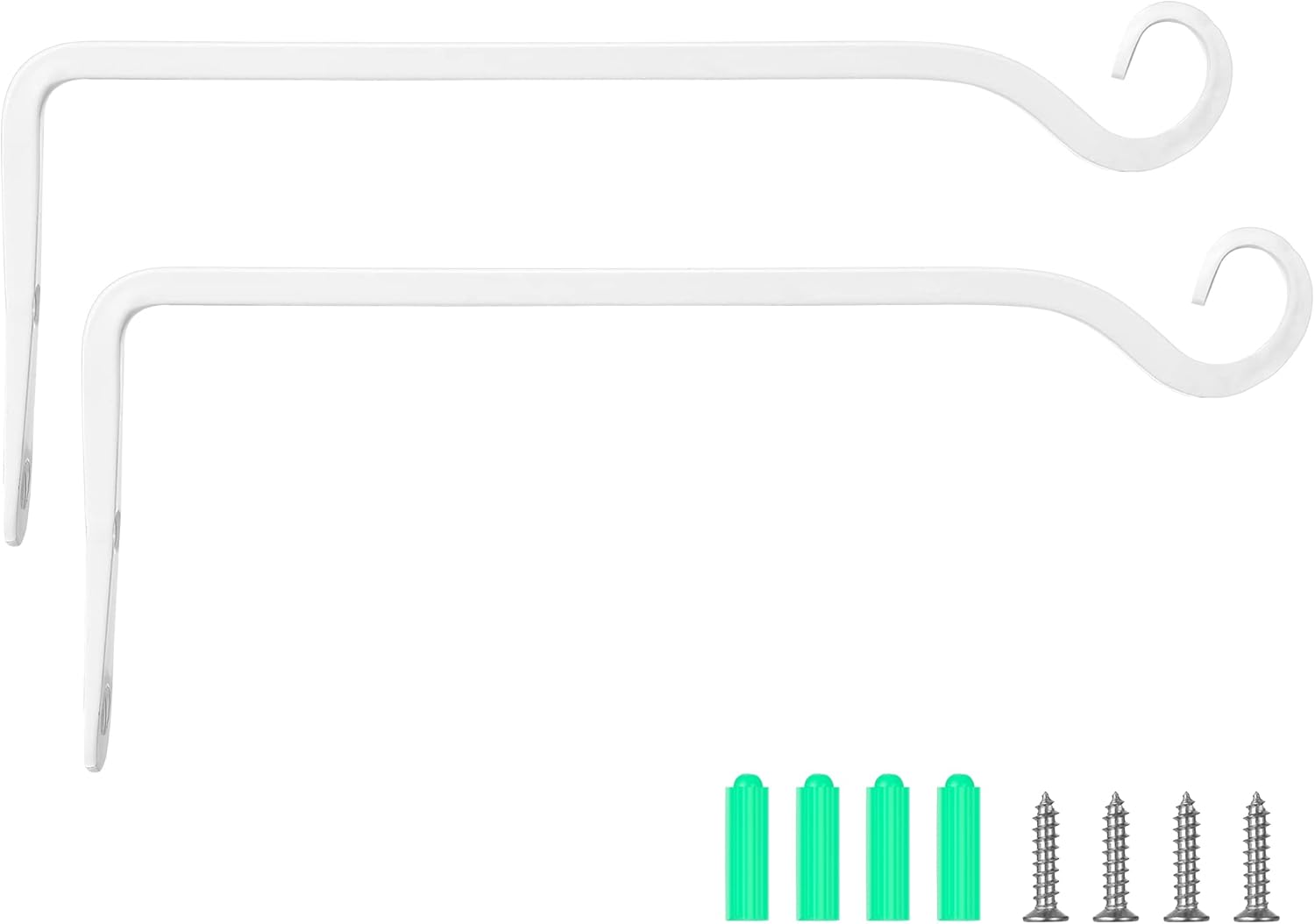 Outdoor Hanging Brackets - onepeng Plant Hanger Indoor/Outdoor 10 inch Metal Wall Plant Hook Decorative Plant Hanger for Bird Feeders, Planters, Lanterns, Wind Chimes, Home Decor(2Pack,White)