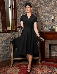 Wedtrend Black Vintage Women Tea Dress, 2023 Spring