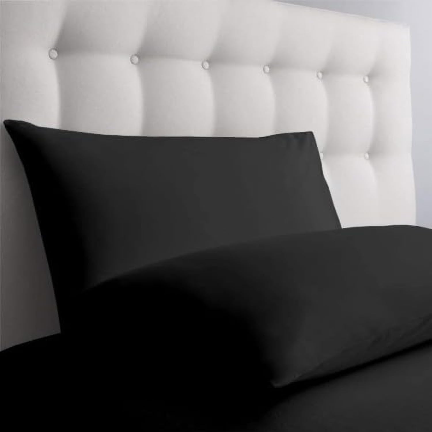 Kotton Culture Set Of 2 Pillowcases Egyptian Cotton, 600 Thread Count Envelope Closure Pillow covers Standard Size 50 X 75 cm, Soft and Breathable - Black