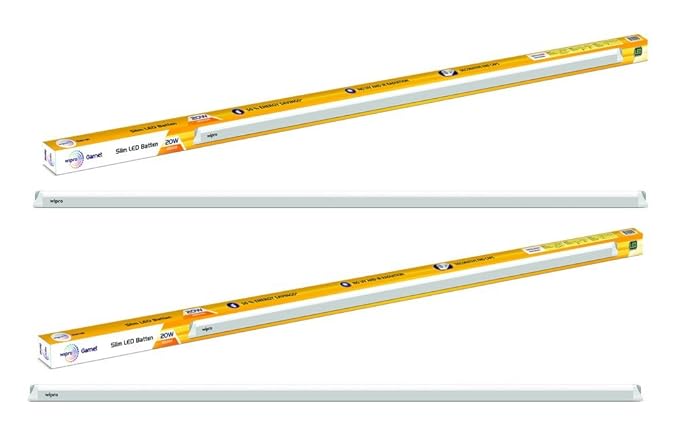 Wipro Polycarbonate Garnet 20-Watt Slim Led Batten (Pack of 2, White)