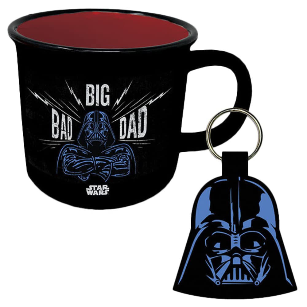 Pyramid International GP85922 Star Wars Darth Vader Ceramic Mug and Woven Keyring Set in Presentation Gift Box, I Am Your Father Design 11oz Capacity, Black/White/Blue