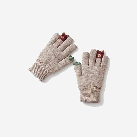 Amazon 手袋 ベルベットの綿手袋 かわいい漫画タッチスクリーン綿手袋 プラスベルベット ウォーム太いです Color Light Coffee サイクル 自転車 グローブ 通販