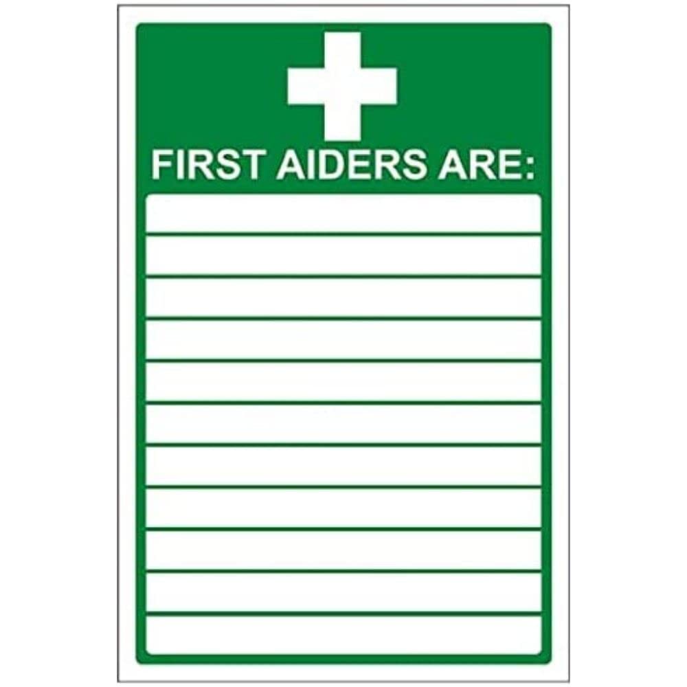 V Safety First Aid General - First Aiders are - 150 x 200 mm Safety Sign — image 1