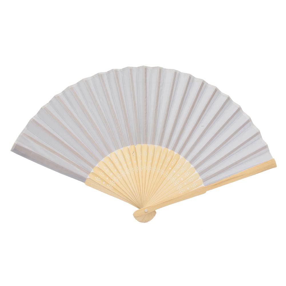 Hztyyier 8.3in Bamboo Folding Hand Fan Handheld Paper Fabric Folded Fan GiftsHand Held Folding Fan for Wedding Dancing Props Party DIY Decoration(Silver) Gifts