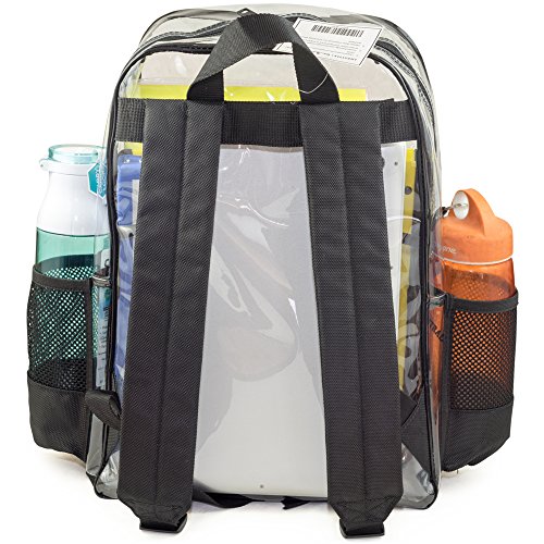 Large Clear Plastic Backpack (17") Heavy Duty, Water Resistant