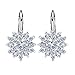 BAMOER Christmas Snowflake White Gold Plated Earrings Cubic Zirconia Drop Dangle Earring Gift