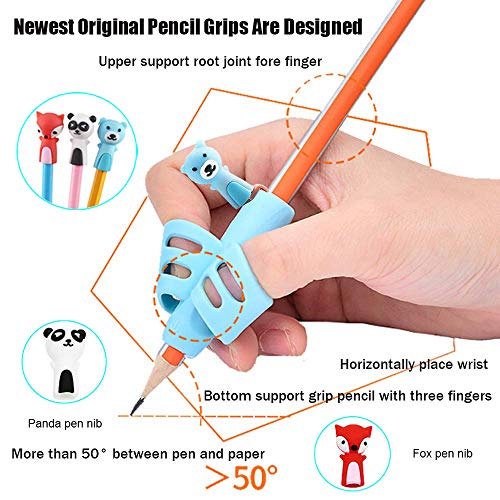 Pencil Grips - BUSHIBU Children Pen Writing Aid Grip Set Posture Correction Tool for Kids Preschoolers Children,Hollow Ventilation (3PCS) - Thumbnail 4