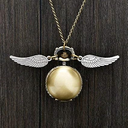 HT TOYS Harry Potter Cosplay Golden Wings Snitch Toy Watch Quartz Pocket Watch Necklace Quidditch Balls Snitch Necklace Toy