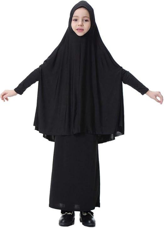 Mamum Robe Musulmane Pour Filles Abaya Dubai Hijab Robe Soiree De Mariage Islamique Abaya Muslim Maxi Dress Loose Pleine Longueur Deux Pieces Robe Enfant Moyen Orient Arabe Costume National M Noir Amazon Fr