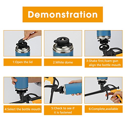 Foam Gun, ATISTORE Pu Expanding Foaming Gun, Caulking Gun Metal Body Pro Heavy Duty Grade Expanding Spray Application Applicator for Caulking, Filling, Sealing, Home School Office Use