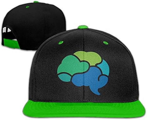 Safan532 Unisex Brain Logo Cotton Snapback Hip Hop Flat Tongue Hats Adjustable Baseball Caps For Outdoor Sport One Size KellyGreen