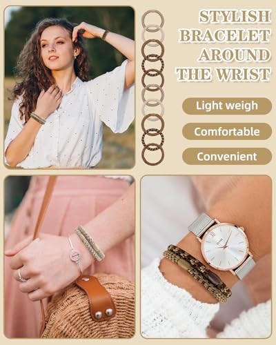 Kisvic Hair Bands for Girls 10 Pcs Multicolor Fashion Elastic Hair Bands for Women Thick Curly Hair Bands (Brown)