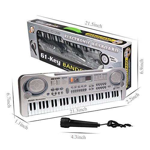 aPerfectLife Piano for Kids, Multi-Function 61 Keys Electronic Organ Kids Piano Musical Teaching Keyboard Toy for Kids Children (Silver) - Thumbnail 4