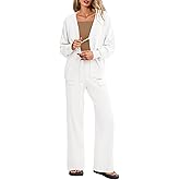 Tankaneo Womens 2 Piece Sweater Sets Oversized Tie Front Cardigan Elastic Waist Pants 2025 Matching Loungewear