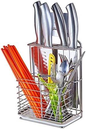 Self Adhesive Kitchen Utensils Drying Rack Stainless Steel Square Spoon Knife Fork Case Sink Basket Rack Organizer Storage Stand Holder