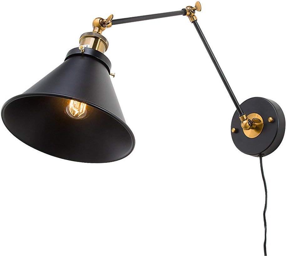 XDLUK Wall Lights Swing Arm Creative Antique Adjustable Wall Sconces Plug-In Sconces Retro Lamps Lighting for Livung Room Bedroom Restaurant Studyroom