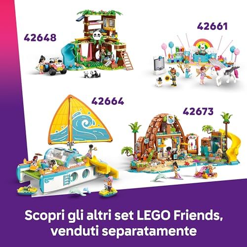 Friends Caffè delle Piante e Negozio di Fiori - Giocattolo con 4 Mini Bamboline, Gatto Domestico, Tram, Accessori da Cucina come Pasticcini, Tazze e Teiera - Regalo per Bambine da 9 Anni - 42671