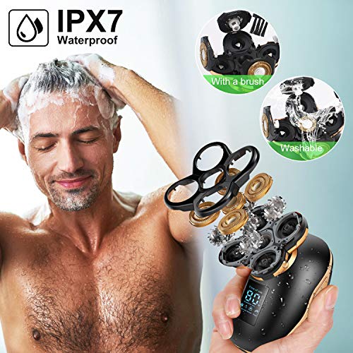 Electric Shavers for Men, 5in1 USB IPX7Waterproof 4D Rechargeable