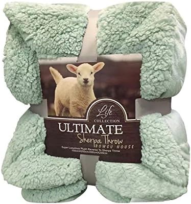 Absolutely Perfect Fashion Lambswool Fur Throw Blanket Super Soft Cozy Sherpa For All Seasons - Matcha Green 60" x 80"