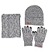JOYEBUY Men 3 PCS Knitted Set Winter Warm Knit Hat + Scarf + Touch Screen Gloves (Grey)