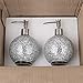 WHOLE HOUSEWARES | Glass Mosaic Hand Soap Dispenser for Bathroom | Lotion Bottle for Kitchen, Bathroom with Chrome Plated Plastic Pump |14 Ounce Set of 2 (Silver)