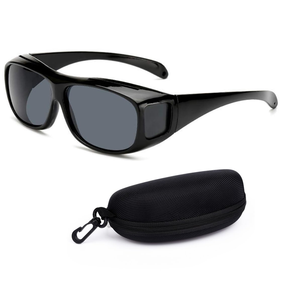 KOMUNJ Polarised Over Sunglasses for Glasses Wearers with Case, Men & Women Overglasses - Cycling, Hiking, Fishing, Golfing