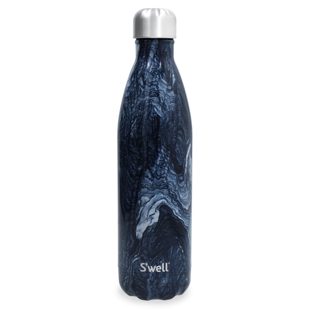 S'well Stainless Steel Reusable Water Bottle, 750ml, Azurite Marble, Triple-Insulated and Leak-Proof Drinking Bottle for Hot and Cold Beverages up to 48h Cold/24h Hot, Blue