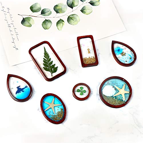 LET'S RESIN Resin Jewelry Making Kit with 12 PCS Wooden Frames Pendant 5 Styles Bezel Charms Pendants, Wood Pieces for Resin Jewelry, Earring, Necklace Crafts DIY