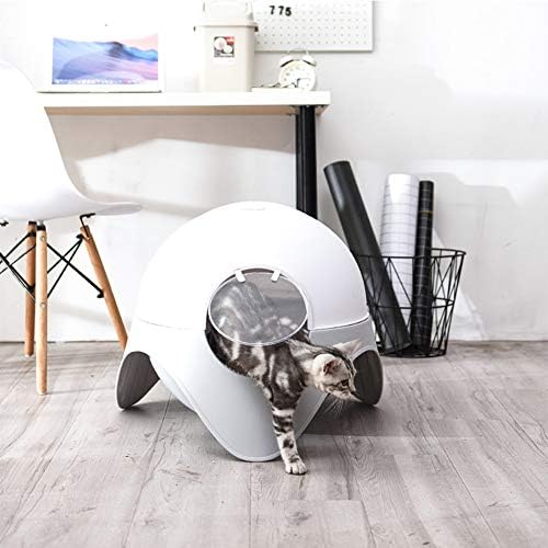 Fully Enclosed Cat Litter Box, Splash-proof and Deodorant Cat Toilet Semi-automatic Hooded Space Capsule Design Easy to Clean Self-cleaning Litter Box