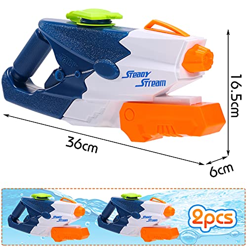 Koogel Wasserpistole Groß, 2 Pack Wasser Blaster mit 1200ml Kapazität Größer 12M Reichweite für Kinder Erwachsene Geschenk Spielzeug Sommer Pool Party