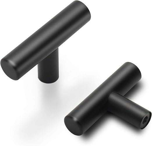 Probrico 15 Pack Flat Black Cabinet Knobs Single Hole 2 Inch Euro