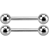 Pierced Owl - 14GA Grade 23 Implant Grade Titanium Nipple Barbells, Sold as a Pair