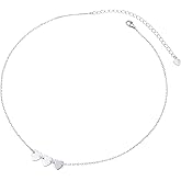 DAOCHONG S925 Sterling Silver Choker 3 Heart Clavicle Dainty Short Pendant Necklace for Women