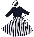 Hotone Headband+belt+solid Top+striped Skirts 4pcs Set Kids Girls Outfits Dress (5T)
