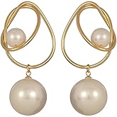 Kokoma Irregular Circle Dangle Earrings for Women Pearl Dangle Drop Charm Earrings Elegant Wedding Fashion Ear Jewelry