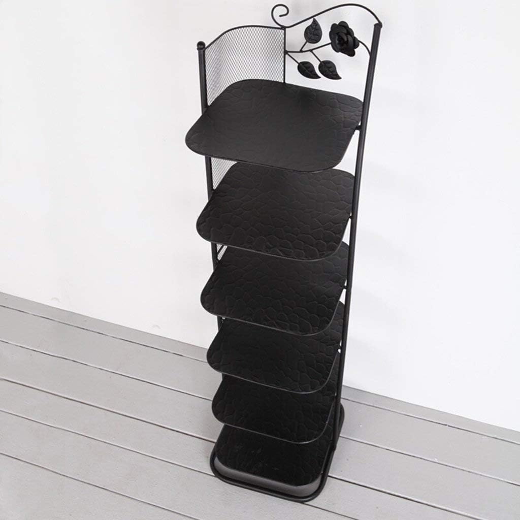 Shoe racks Small Narrow Metal Black Storage Stand for Boots Balcony Entrance Corner Entryway 3 to 6 Tier Stackable Shelf (Color : Black, Size : 6 Tier)