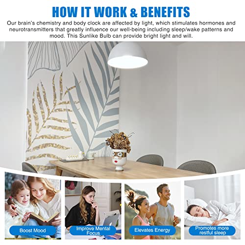 Neporal Full Spectrum Light Bulb 3 Brightness Cool White Happy Light