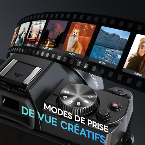 NBD 5K 64MP Digital Camera with Autofocus, 16x Digital Zoom, F1.8 Aperture, 3 Inch 180° IPS Screen, WiFi + Wide Angle/Macro Lens + 64GB Card + 2 Batteries (Deep Black)