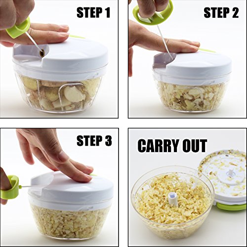 Manual Food Chopper Hand-Powered Food Chopper Compact Handheld Onion Chopper, Garlic Squeezer, Ginger Slicer, Pepper Cut, Herbs Chop, Cheeses Chopper Masher (Chopper set)