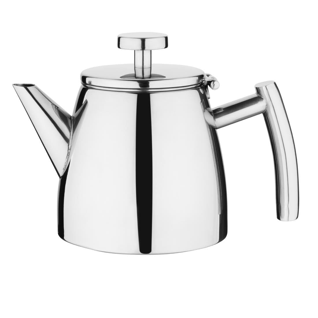 Olympia Conical Insulated Stainless Steel Teapot with Filter 350ml - Hinged Lid, Removable Filter, Dishwasher Safe DP600