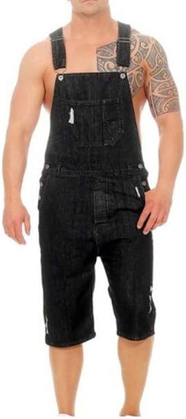 mens ripped overalls shorts