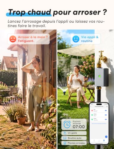 meross WiFi Watering Timer with Smart Hub, Automatic Watering for Garden, App & Voice Control, Rain Pause, Water Consumption, Brass Connections, IP65, Alexa, Google and Apple Home, Grey