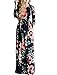 OQC Women's Vintage Floral Print 3/4 Sleeve Beach Party Boho Maxi Dress Navy