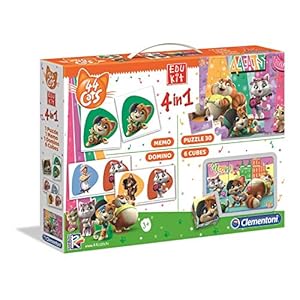 Clementoni- Edukit 4 en 1 – 44 Cats, Memory Domino – Puzzle – Dados para niños a Partir de 3 años, Color Multicolor, 0 (18047)