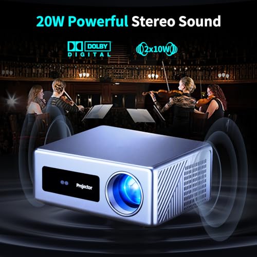 Projector Live TV[Officially licensed Netflix & Dolby Audio] 4K Projector with WiFi 6 and Bluetooth, AI Auto Focus & Keystone, 2 * 10W Dolby Audio,4-level brightness MAX 2000ANSI GINCSRI H2