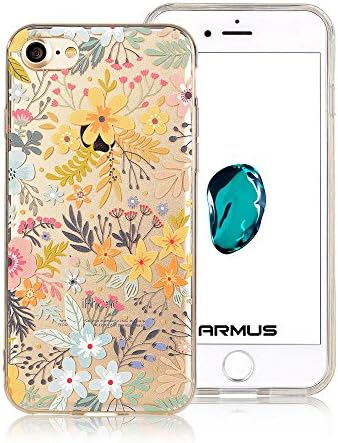 iPhone 7 Case [Floral Pattern] ARMUS Premium Quality 3D UV Print Soft Flexible TPU Transparent Skin Scratch-Proof Protective Case for 4.7 inches iPhone 7 (Floral 7)