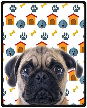 Wewin Closeup Face Headshot of Pug Dog Crying with Tear in Right Eye Soft Warm Comfortable Fleece Blanket 40" x 50"