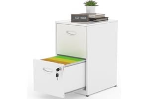 Polup 2 Drawer File Cabinet with Lock, White Filing Cabinets for Home Office, Metal Locking File Cabinet with Two Drawers, Light Duty File Storage Cabinet for Letter Size - Assembly Required